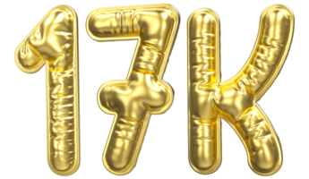 Palloncino Seguire numero 17k oro 3d rendere png