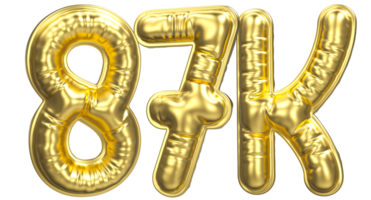 Palloncino Seguire numero 87k oro 3d rendere png