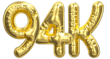 Palloncino Seguire numero 94k oro 3d rendere png