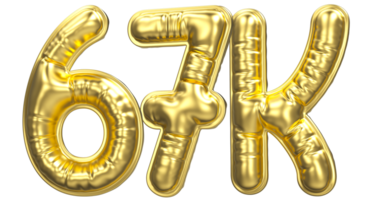 Ballon Folgen Nummer 67k Gold 3d machen png