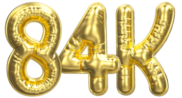 Palloncino Seguire numero 84k oro 3d rendere png