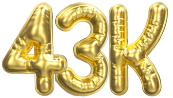 Ballon Folgen Nummer 43k Gold 3d machen png