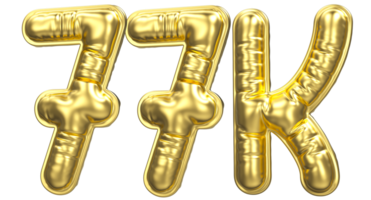 Ballon Folgen Nummer 77k Gold 3d machen png