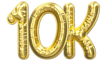 Palloncino Seguire numero 10k oro 3d rendere png