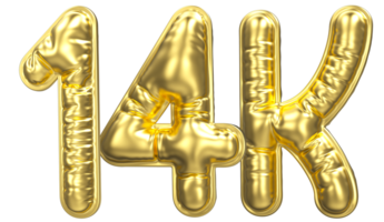 Balloon Follow Number 14k Gold 3D Render png