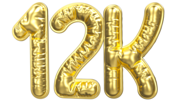 Palloncino Seguire numero 12k oro 3d rendere png