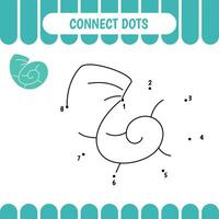 Dot to dot activity worksheet for preschool kids.  Connect dots. Shell. Vector Illustration.