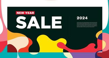 New Year Sale 2024 Colorful Abstract Banner and Greeting Card Design Template vector