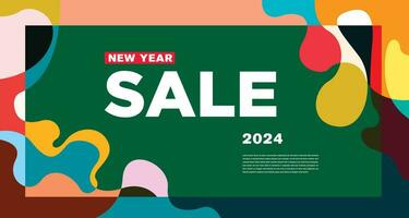 New Year Sale 2024 Colorful Abstract Banner and Greeting Card Design Template vector