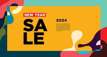 New Year Sale 2024 Colorful Abstract Banner and Greeting Card Design Template vector