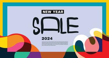 New Year Sale 2024 Colorful Abstract Banner and Greeting Card Design Template vector