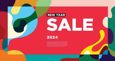 New Year Sale 2024 Colorful Abstract Banner and Greeting Card Design Template vector