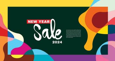 New Year Sale 2024 Colorful Abstract Banner and Greeting Card Design Template vector