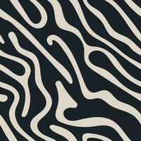 Organic curves dance in a seamless pattern, forming a minimalistic yet comic wave illustration on a black background vector