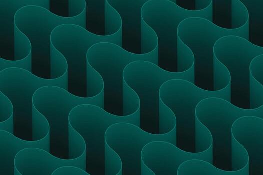 Abstract wallpaper with a dynamic array of green wavy lines and curves forming a soft, spiraling pattern on a dark gradient background vector