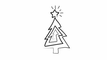 Navidad árbol línea. vídeo plano dibujos animados animación diseño elemento. alfa canal transparencia video