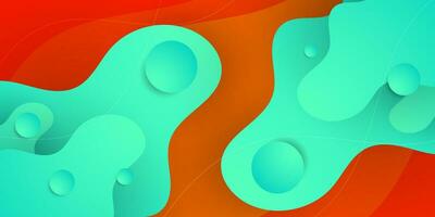 Bright green fluid shape on orange colorful background. Liquid style vector abstract composition. Eps10 vector