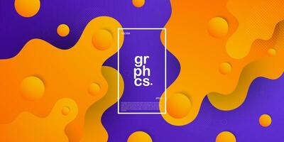 Modern bright orange fluid shape on purple colorful background. Liquid style vector abstract composition. Eps10 vector