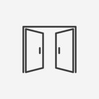 open double door icon vector isolated. exit symbol