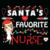 Christmas design Santa's favorite Nurse vector