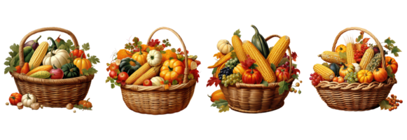 vintage autumn fruit basket . AI Generated png