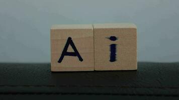 AI letters on dice, AI era concept, closeup of a AI video