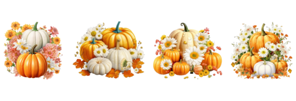 Multi-colored rainbow pumpkin bouquet . AI Generated png