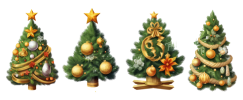 Natale alberi con Natale ornamenti elementi . ai generato png