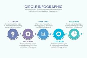 Minimal business circle infographic design template for cycling diagram. presentation and round chart. Business concept with 5 stages. Modern flat vector illustration for data visualization.