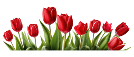 Group of red beautiful tulips . AI Generated png