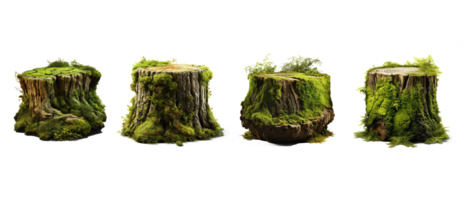 mossy tree stump . AI Generated png