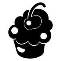 Winter Monochrome Berry Muffin Doodle Silhouette vector