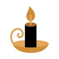 Luxury Burning Candle Candlestick Boho Style Icon vector