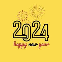 Happy new year 2024 vector art background design with icon.
