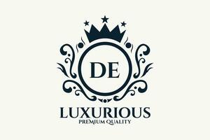 Initial  Letter DE Royal Luxury Logo template in vector art for luxurious branding  vector illustration.
