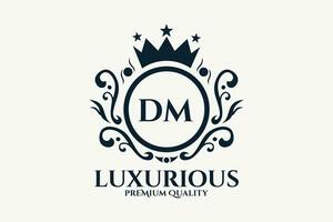 Initial  Letter DM Royal Luxury Logo template in vector art for luxurious branding  vector illustration.