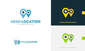 Logo design icon symbol sign location pin genius geek travel journey eye pin address business vision vector