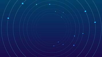 Vector Illustration of Dark Blue Night Sky with Glowing Stars Thin Circular Orbit Lines background