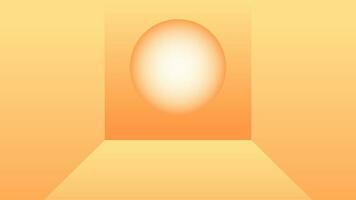 3D background geometric light dark orange yellow modern room with deep circle portal modern gradient vector
