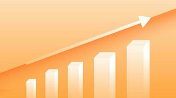 Vector Orange Yellow White Gradient Background 3D Business Graph Chart Arrow Objects Growth Symbol