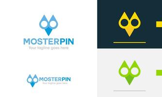 Logo design icon symbol sign location pin geometric owl face genius geek journey eye pin vision vector