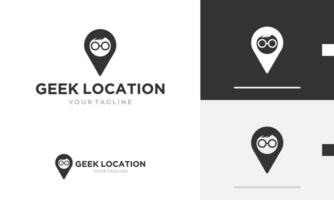 Logo design icon symbol sign location pin genius geek travel journey eye pin address business vision vector