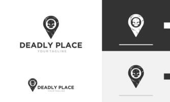 Logo design icon symbol danger map location warning pin travel journey address marker goal deadly vector