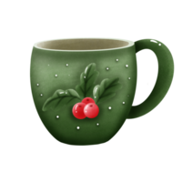 Green Christmas mug png