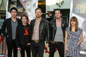 LOS ANGELES  AUG 23 The Airborne Toxic Event arrives at the Going the Distance Los Angeles Premiere at Graumans Chinese Theater on August 23 2010 in Los Angeles CA photo