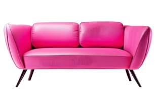 Rosa Sofa Möbel isoliert auf ein transparent Hintergrund. ai generativ png