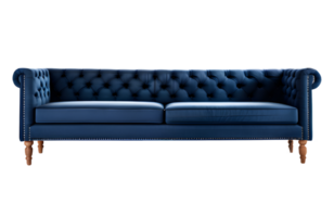 Navy Sofa Furniture Isolated on a Transparent Background. AI Generative png