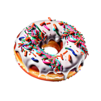 Delicious Donut with Sprinkles on a Transparent Background. AI Generative png