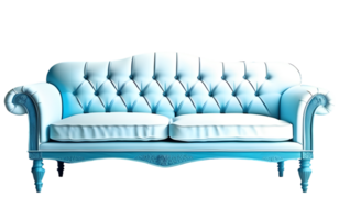 Blue Sofa Furniture Isolated on a Transparent Background. AI Generative png