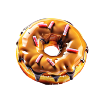 Caramel Delicious Donut with Sprinkles on a Transparent Background. AI Generative png